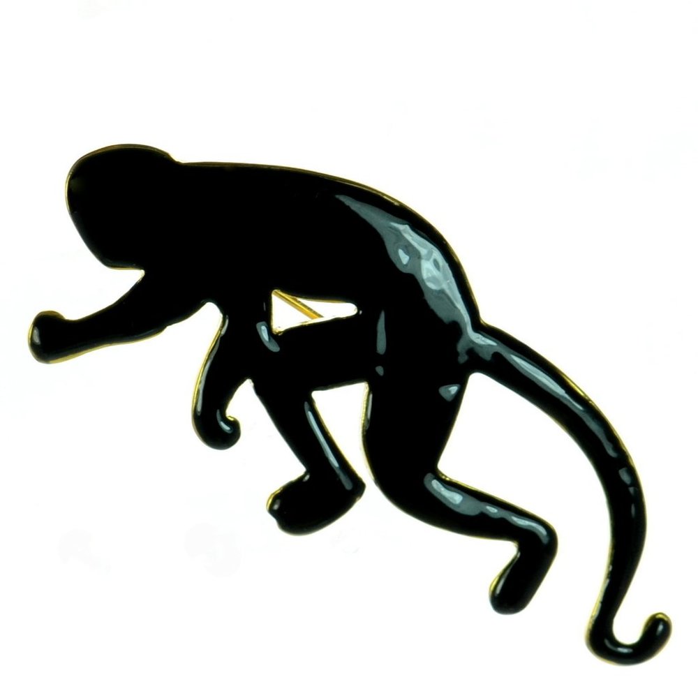 COPY - Oscar de la Renta Blackl Enamel Monkey Pin Brooch